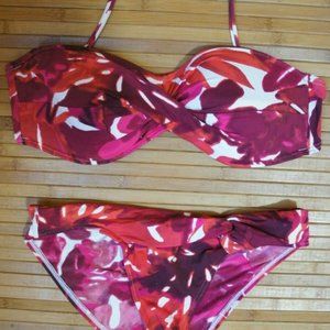 Tommy Bahama Red Floral Swim Twist Bikini S